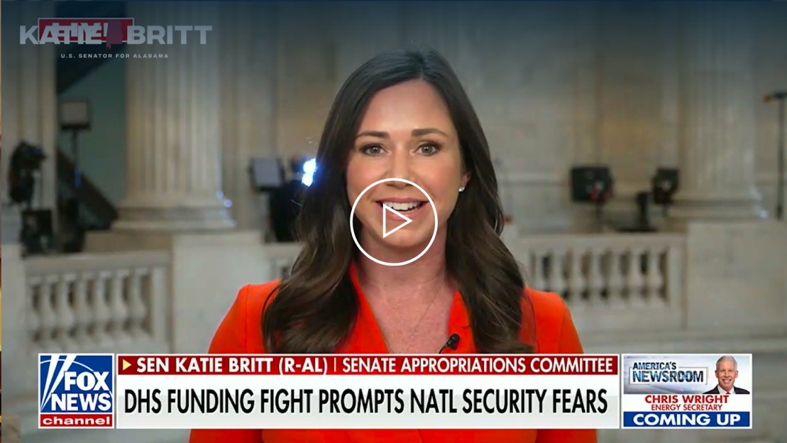 Sen. Britt on Fox as Dems' DHS Shutdown Hits One Month